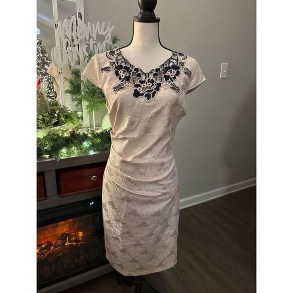 Vfemage pencil dress size 12 beige black